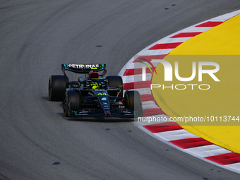 Lewis Hamilton of Mercedes-AMG Petronas F1 Team drive his single-seater during free practice of Spanish GP, 7th round of FIA Formula 1 World...