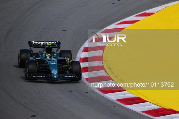 Fernando Alonso of Aston Martin Cognizant F1 Team drive his single-seater during free practice of Spanish GP, 7th round of FIA Formula 1 Wor...