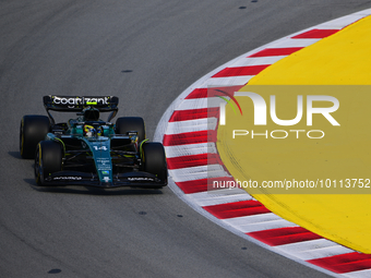 Fernando Alonso of Aston Martin Cognizant F1 Team drive his single-seater during free practice of Spanish GP, 7th round of FIA Formula 1 Wor...