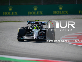 Lewis Hamilton of Mercedes-AMG Petronas F1 Team drive his single-seater during free practice of Spanish GP, 7th round of FIA Formula 1 World...