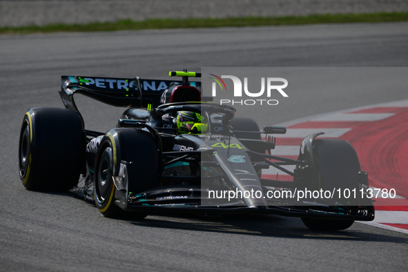 Lewis Hamilton of Mercedes-AMG Petronas F1 Team drive his single-seater during free practice of Spanish GP, 7th round of FIA Formula 1 World...