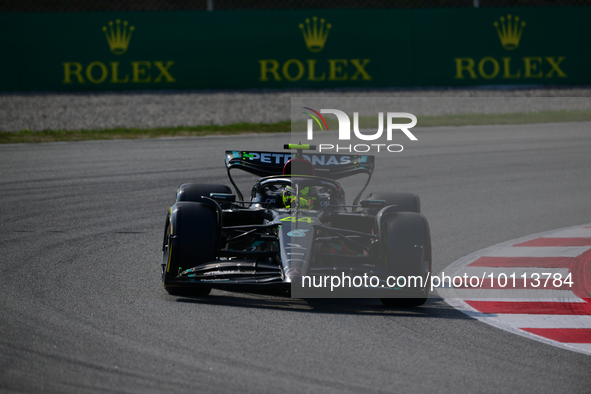 Lewis Hamilton of Mercedes-AMG Petronas F1 Team drive his single-seater during free practice of Spanish GP, 7th round of FIA Formula 1 World...