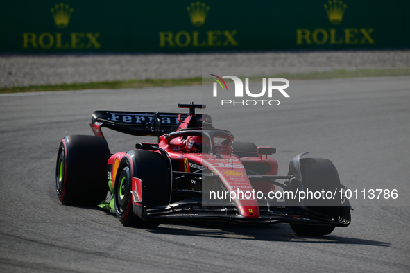 Charles Leclerc of Scuderia Mission Winnow Ferrari drive his single-seater during free practice of Spanish GP, 7th round of FIA Formula 1 Wo...