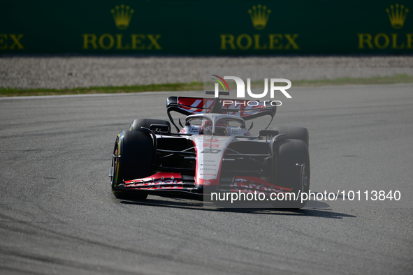 Kevin Magnussen of Haas F1 Team drive his single-seater during free practice of Spanish GP, 7th round of FIA Formula 1 World Championship in...