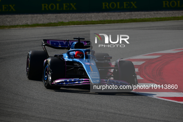 Esteban Ocon of Alpine F1 Team drive his single-seater during free practice of Spanish GP, 7th round of FIA Formula 1 World Championship in...