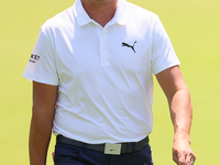 Rickie Fowler of Murrieta, California walks on the 5th fairway during  The Memorial Tournament presented by Workday at Muirfield Village Gol...