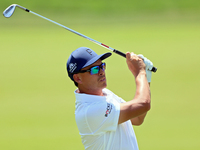 Rickie Fowler of Murrieta California hits from the 5th fairway during The Memorial Tournament presented by Workday at Muirfield Village Golf...