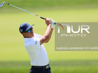 Rickie Fowler of Murrieta California hits on the 5th fairway during The Memorial Tournament presented by Workday at Muirfield Village Golf C...