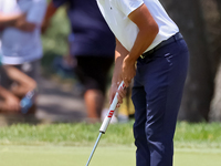 Rickie Fowler of Murrieta California putts on the 5th green during The Memorial Tournament presented by Workday at Muirfield Village Golf Cl...