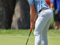 Sam Burns of Shreveport, Louisiana putts on the 5th green during The Memorial Tournament presented by Workday at Muirfield Village Golf Club...