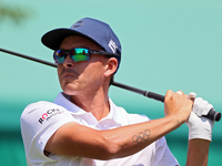 Rickie Fowler of Murrieta, California follows his shot from the 6th tee during The Memorial Tournament presented by Workday at Muirfield Vil...