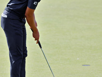 Justin Suh of San Jose, California putts on the 18th green during the second round during  The Memorial Tournament presented by Workday at M...