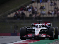 Kevin Magnussen of Denmark driving the (20) Haas F1 VF-23 Ferrari during practice ahead of the F1 Grand Prix of Spain at Circuit de Barcelon...