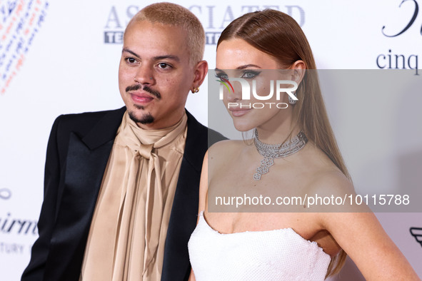 Evan Ross and wife Ashlee Simpson Ross arrive at the 30th Annual Race To Erase MS Gala held at the Fairmont Century Plaza on June 2, 2023 in...