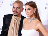 Evan Ross and wife Ashlee Simpson Ross arrive at the 30th Annual Race To Erase MS Gala held at the Fairmont Century Plaza on June 2, 2023 in...