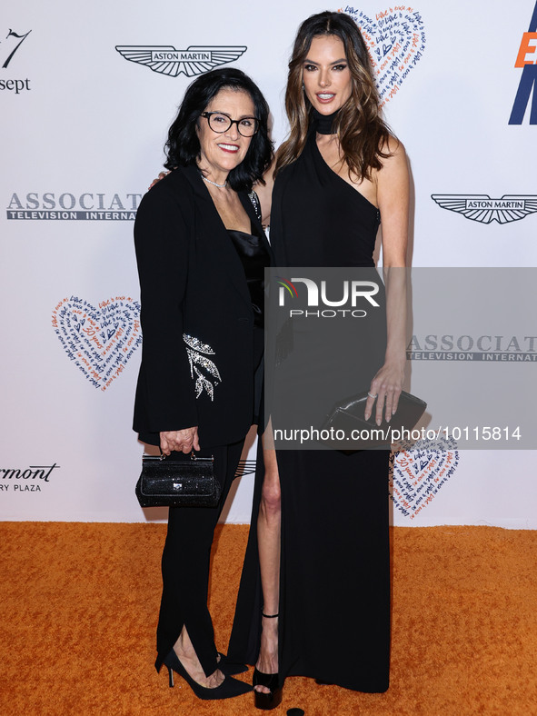 Lucilda Ambrosio and daughter Alessandra Ambrosio arrive at the 30th Annual Race To Erase MS Gala held at the Fairmont Century Plaza on June...