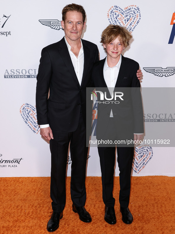 James Tupper and son Atlas Heche Tupper arrive at the 30th Annual Race To Erase MS Gala held at the Fairmont Century Plaza on June 2, 2023 i...