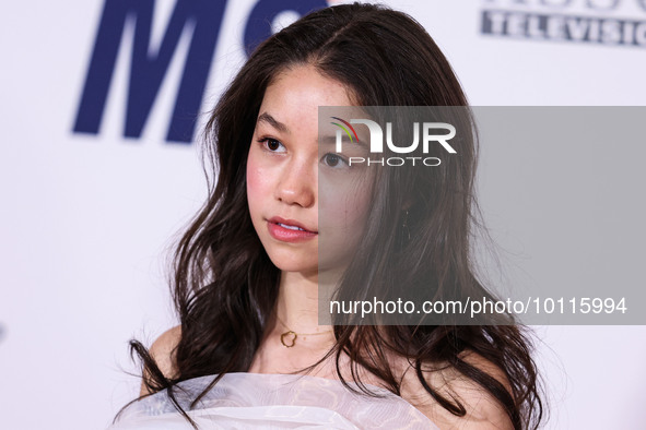 American actress and singer-songwriter Trinity Jo-Li Bliss arrives at the 30th Annual Race To Erase MS Gala held at the Fairmont Century Pla...