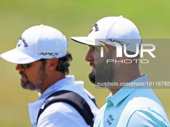 John Rahm of Barrika, Spain looks over the 7th green during  The Memorial Tournament presented by Workday at Muirfield Village Golf Club in...