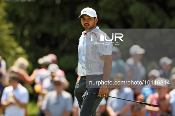 Jason Day of Brisbane, Australia Walks the 7th green during  The Memorial Tournament presented by Workday at Muirfield Village Golf Club in...