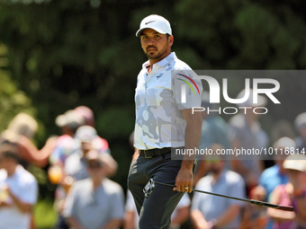 Jason Day of Brisbane, Australia Walks the 7th green during  The Memorial Tournament presented by Workday at Muirfield Village Golf Club in...