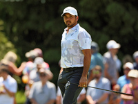 Jason Day of Brisbane, Australia Walks the 7th green during  The Memorial Tournament presented by Workday at Muirfield Village Golf Club in...