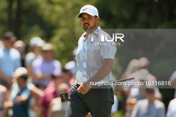 Jason Day of Brisbane, Australia walks on the 7th green during  The Memorial Tournament presented by Workday at Muirfield Village Golf Club...