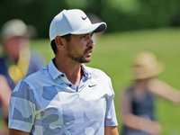 Jason Day of Brisbane, Australia looks over the 9th green during  The Memorial Tournament presented by Workday at Muirfield Village Golf Clu...