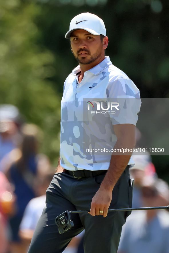 Jason Day of Brisbane, Australia walks on the 7th green during  The Memorial Tournament presented by Workday at Muirfield Village Golf Club...