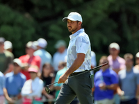 Jason Day of Brisbane, Australia walks on the 7th green during  The Memorial Tournament presented by Workday at Muirfield Village Golf Club...