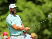 John Rahm of Barrika, Spain looks follows his shot from the 9th fairway during The Memorial Tournament presented by Workday at Muirfield Vil...