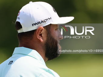 John Rahm of Barrika, Spain looks over the 9th green  during The Memorial Tournament presented by Workday at Muirfield Village Golf Club in...