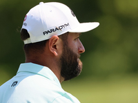 John Rahm of Barrika, Spain looks over the 9th green  during The Memorial Tournament presented by Workday at Muirfield Village Golf Club in...