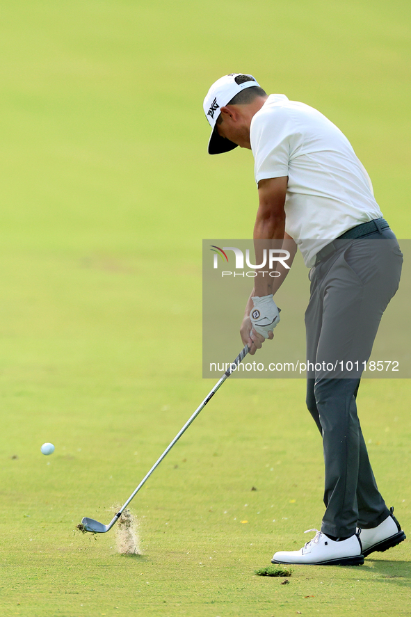 David Lipsky of Las Vegas, Nevada hits from the 18th fairway during The Memorial Tournament presented by Workday at Muirfield Village Golf C...