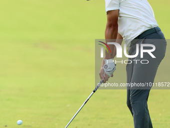 David Lipsky of Las Vegas, Nevada hits from the 18th fairway during The Memorial Tournament presented by Workday at Muirfield Village Golf C...