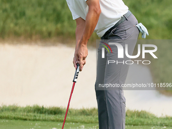 David Lipsky of Las Vegas, Nevada putts on the 18th green during The Memorial Tournament presented by Workday at Muirfield Village Golf Club...