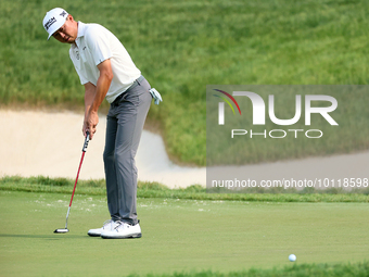 David Lipsky of Las Vegas, Nevada putts on the 18th green during The Memorial Tournament presented by Workday at Muirfield Village Golf Club...