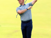 Rory McIlroy of Holywood, Northern Ireland hits from the 18th fairway during The Memorial Tournament presented by Workday at Muirfield Villa...