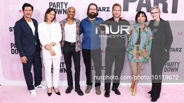 Ken Marino, Tyrel Jackson Williams, Jennifer Garner, Martin Starr, Ryan Hansen, Zoe Chao and Jane Lynch arrive at STARZ's 'Party Down' Seaso...