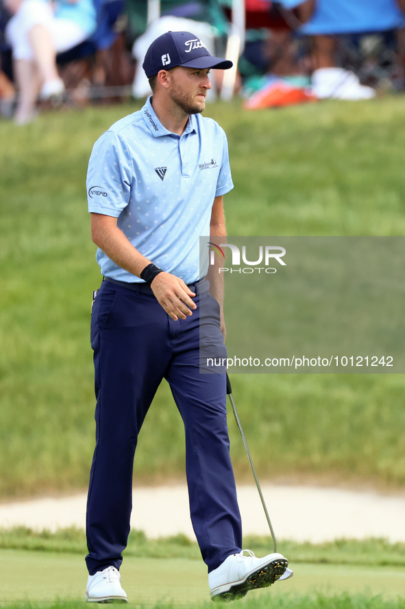 Patrick Rodgers of Jupiter, Florida walks on the 18th green during The Memorial Tournament presented by Workday at Muirfield Village Golf Cl...