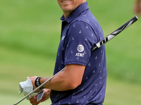 Jordan Spieth of Dallas, Texas walks on the 18th fairway during The Memorial Tournament presented by Workday at Muirfield Village Golf Club...