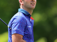 Denny McCarthy of Jupiter, Florida looks down the fairway from the 18th tee during The Memorial Tournament presented by Workday at Muirfield...