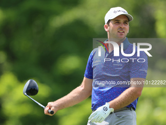 Denny McCarthy of Jupiter, Florida looks down the fairway at the 18th tee during The Memorial Tournament presented by Workday at Muirfield V...