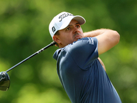 Joseph Bramlett of Las Vegas, Nevada hits from the 18th tee during The Memorial Tournament presented by Workday at Muirfield Village Golf Cl...