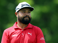 J.J. Spaun of Scottsdale, Arizona looks down the 18th fairway during The Memorial Tournament presented by Workday at Muirfield Village Golf...