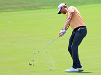 Thomas Detry of Brussels, Belgium hits from the 17th fairway during The Memorial Tournament presented by Workday at Muirfield Village Golf C...