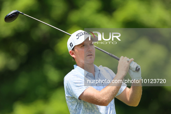 Russell Henley of Columbus, Georgia hits from the 18th tee during The Memorial Tournament presented by Workday at Muirfield Village Golf Clu...