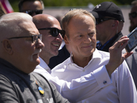 Opposition leader and former PM Donald Tusk is seen having a selfie taken in Warsaw, Poland on 04 June, 2023. Participants from across the c...