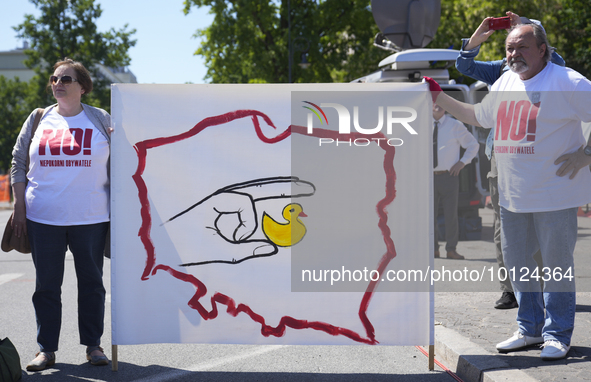 People are seen taking part in a march for unity in Warsaw, Poland on 04 June, 2023. Participants from across the country have come to Warsa...