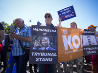 People are seen taking part in a march for unity in Warsaw, Poland on 04 June, 2023. Participants from across the country have come to Warsa...